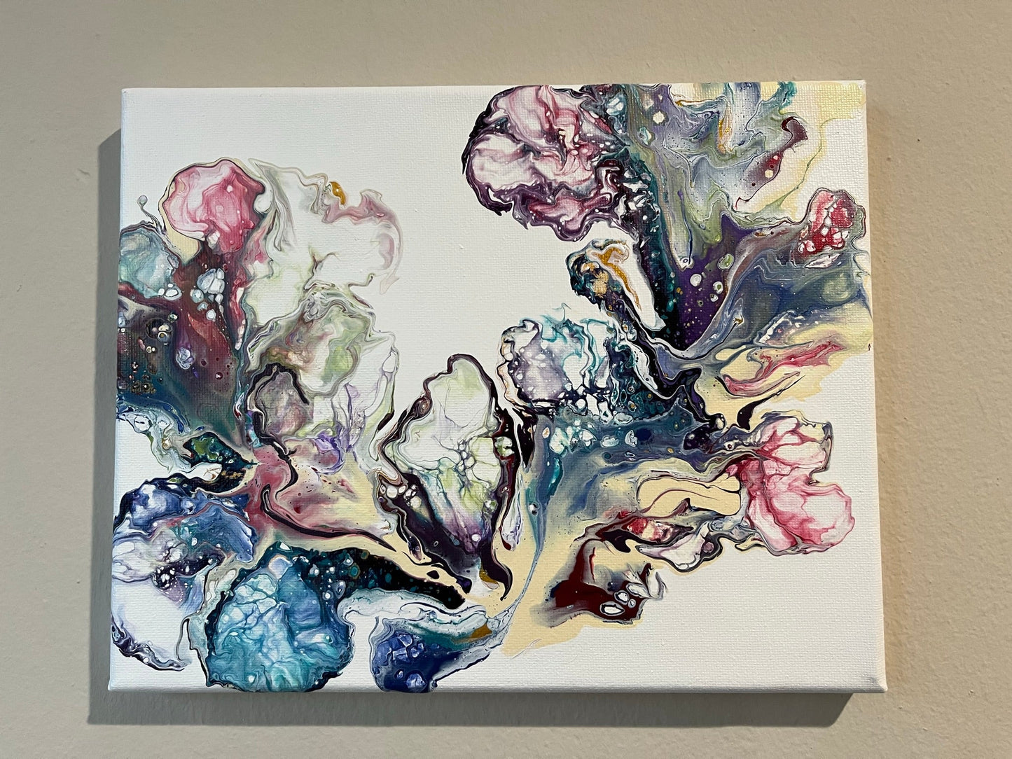 Cute Original Hand Created Arcrylic Pouring and Fluid Art Painting on 8"x10" Canvas~ No Varnish - Palace Buy