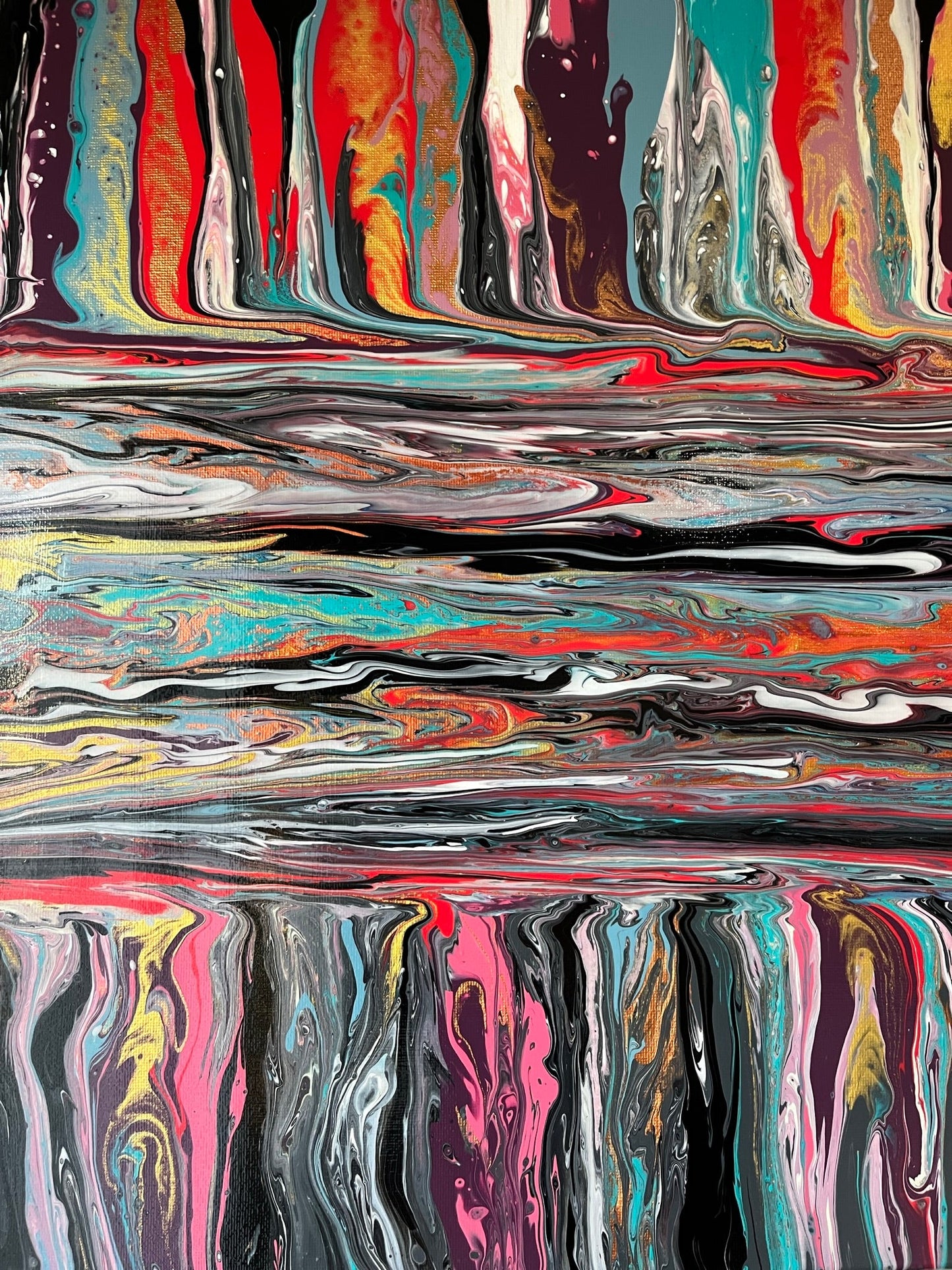 Original Hand Created Arcrylic Pouring and Fluid Art Painting on 16"x20" Canvas~ Varnished - Palace Buy