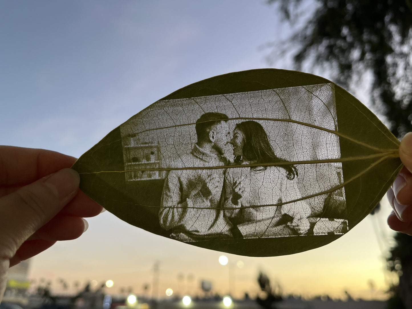 Custom Engraved Photo On Real Leaf