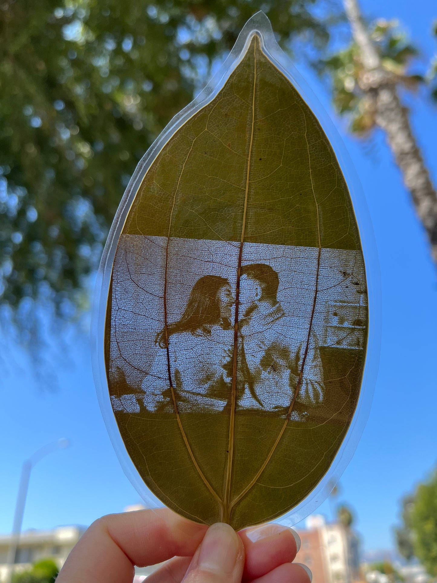 Bookmarks Of Custom Engraved Photo On Real Leaf