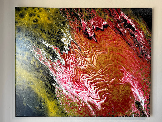 Original Hand Created Arcrylic Pouring and Fluid Art Painting on 16"x20" Canvas~ Varnished