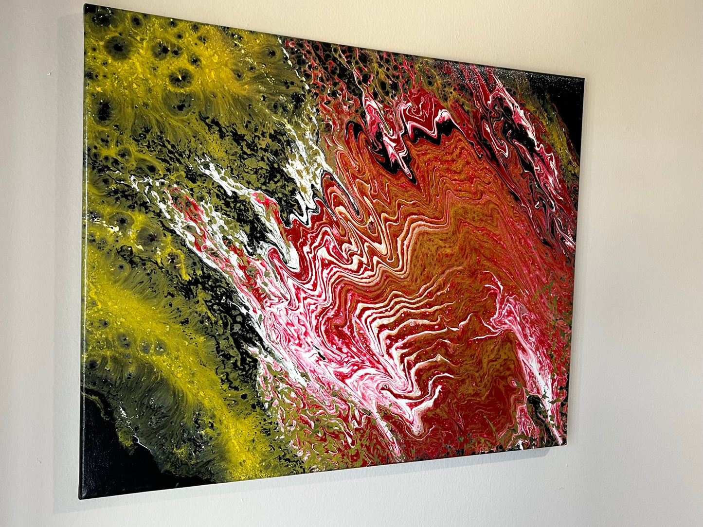 Original Hand Created Arcrylic Pouring and Fluid Art Painting on 16"x20" Canvas~ Varnished