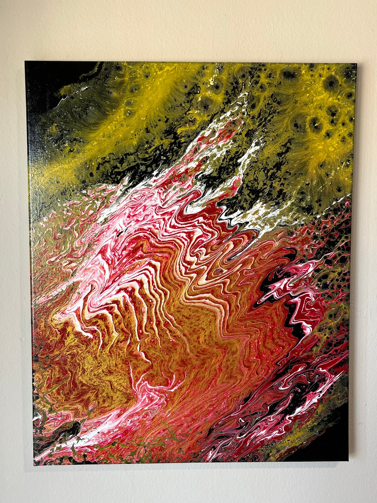 Original Hand Created Arcrylic Pouring and Fluid Art Painting on 16"x20" Canvas~ Varnished