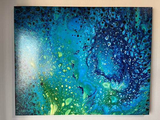 Original Hand Created Arcrylic Pouring and Fluid Art Painting on 16"x20" Canvas~ Varnished