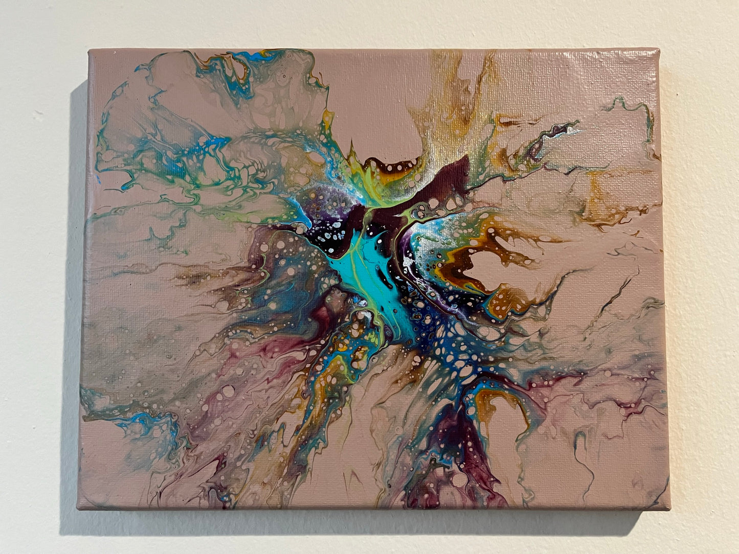 Original Hand Created Arcrylic Pouring and Fluid Art Painting on 8"x10" Canvas~ No varnish