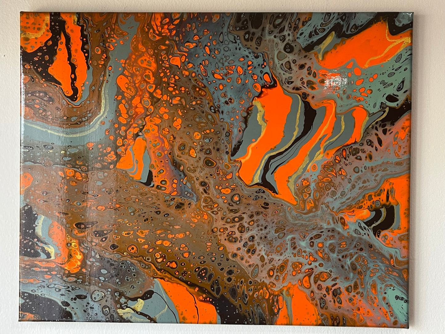 Original Hand Created Arcrylic Pouring and Fluid Art Painting on 16"x20" Canvas~ Varnished