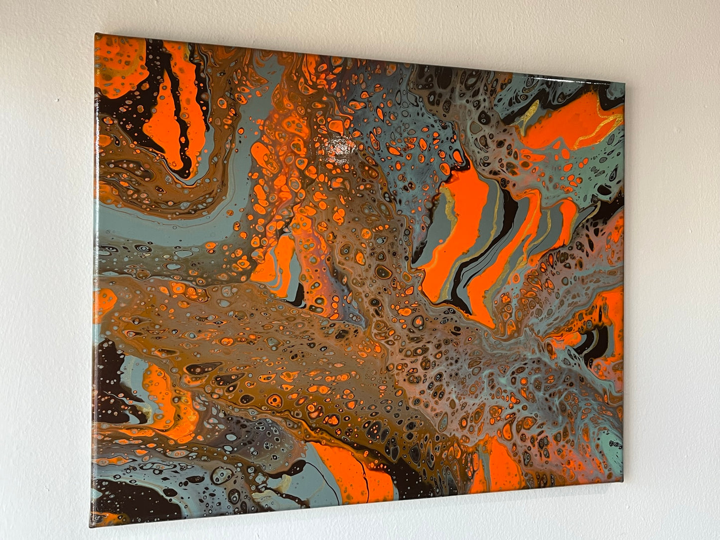 Original Hand Created Arcrylic Pouring and Fluid Art Painting on 16"x20" Canvas~ Varnished