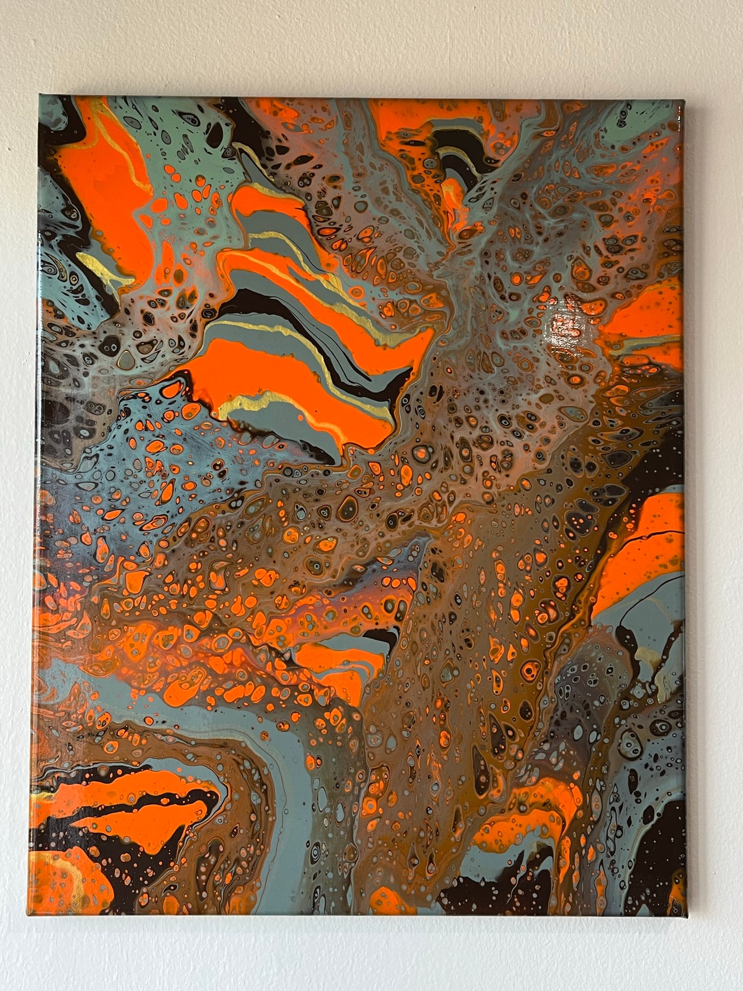 Original Hand Created Arcrylic Pouring and Fluid Art Painting on 16"x20" Canvas~ Varnished