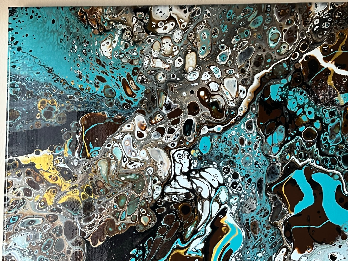 Original Hand Created Arcrylic Pouring and Fluid Art Painting on 15"x30" Canvas~ Varnished