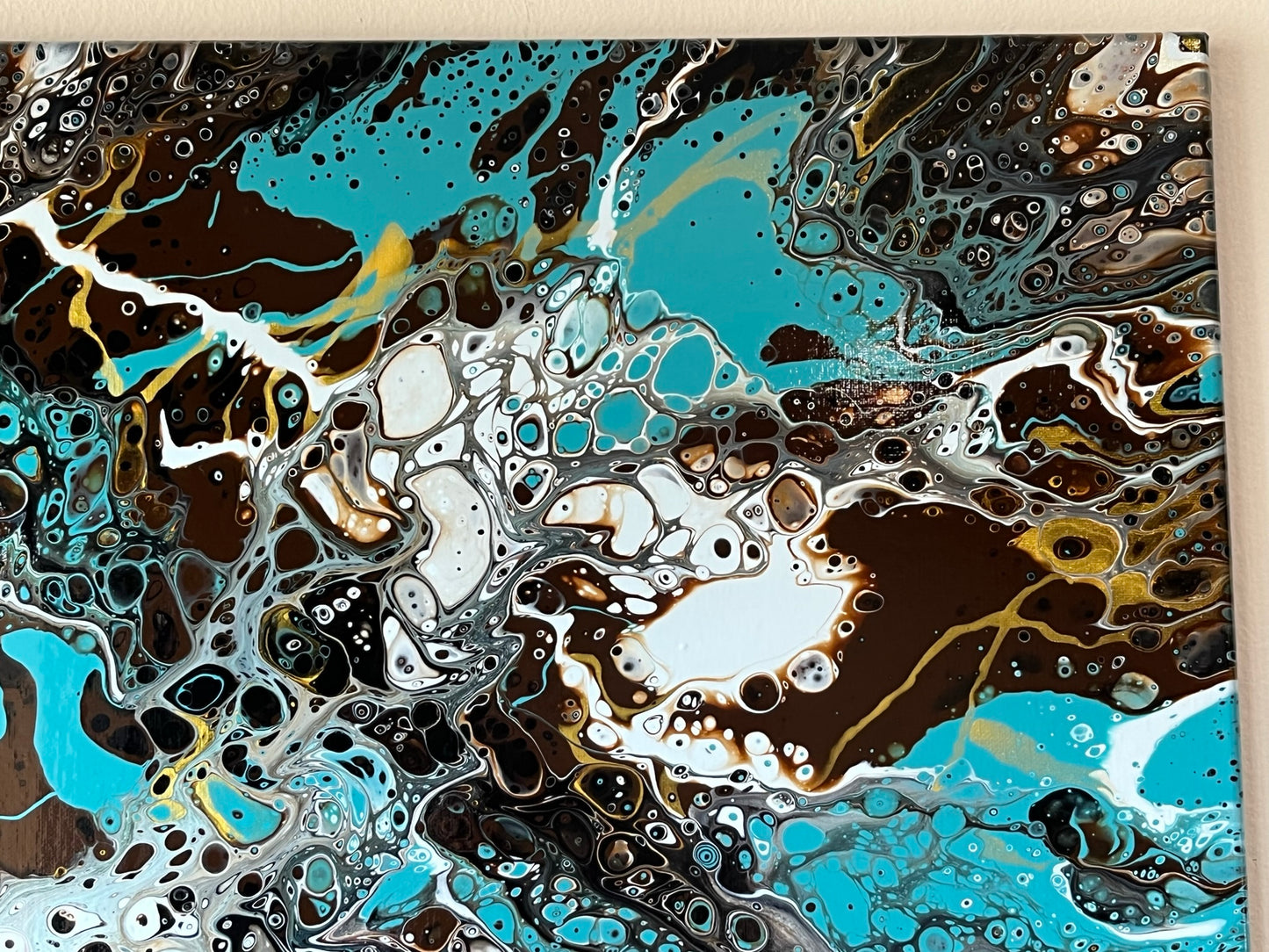 Original Hand Created Arcrylic Pouring and Fluid Art Painting on 15"x30" Canvas~ Varnished