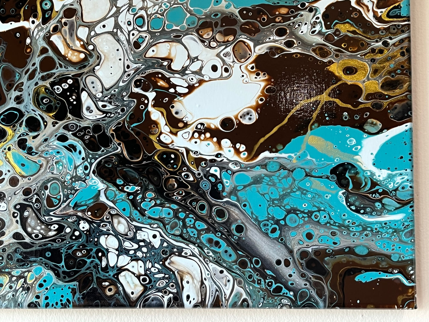 Original Hand Created Arcrylic Pouring and Fluid Art Painting on 15"x30" Canvas~ Varnished