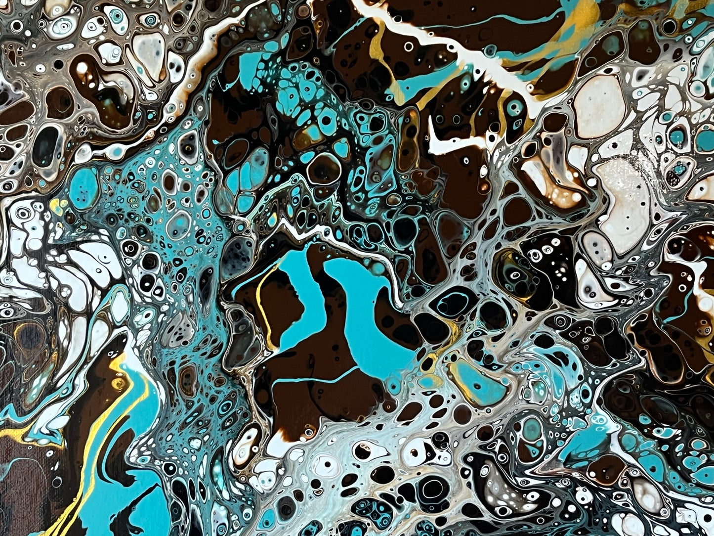 Original Hand Created Arcrylic Pouring and Fluid Art Painting on 15"x30" Canvas~ Varnished