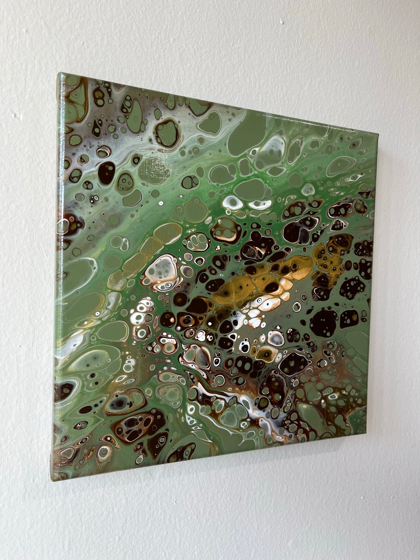 Original Hand Created Arcrylic Pouring and Fluid Art Painting on 10"x10" Canvas~ Varnished