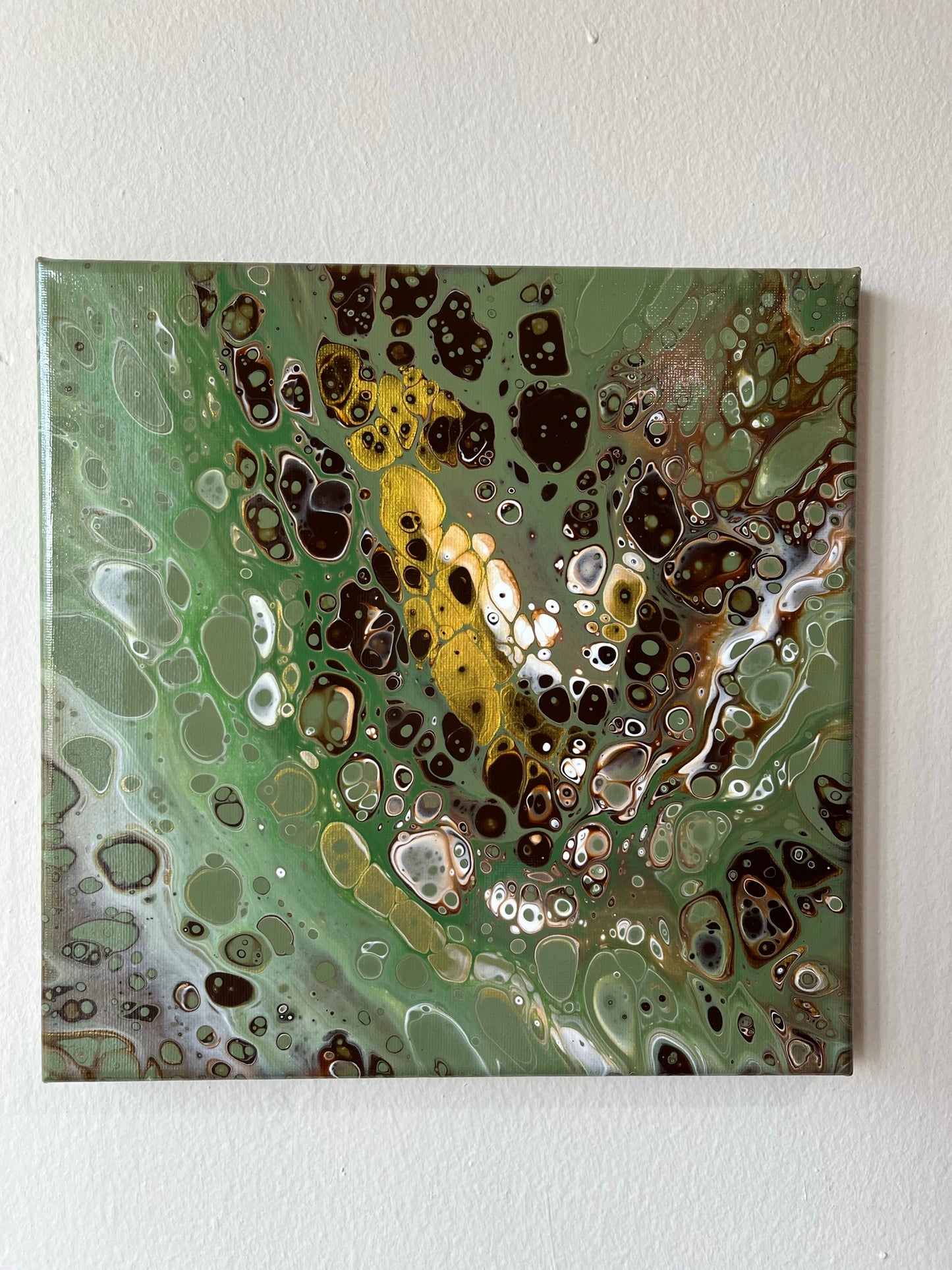 Original Hand Created Arcrylic Pouring and Fluid Art Painting on 10"x10" Canvas~ Varnished