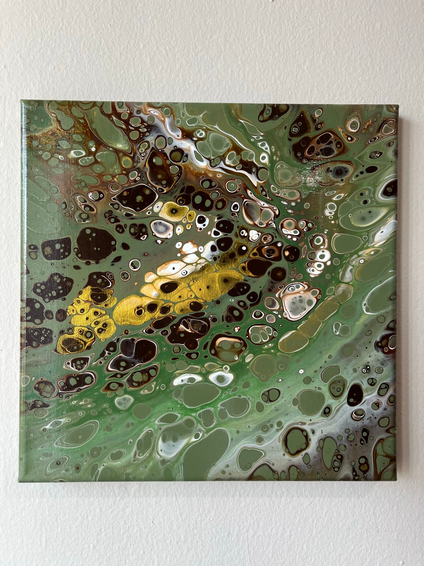 Original Hand Created Arcrylic Pouring and Fluid Art Painting on 10"x10" Canvas~ Varnished