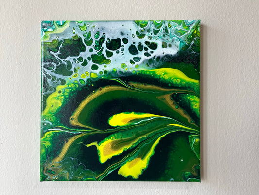 Original Hand Created Arcrylic Pouring and Fluid Art Painting on 10"x10" Canvas~ Varnished