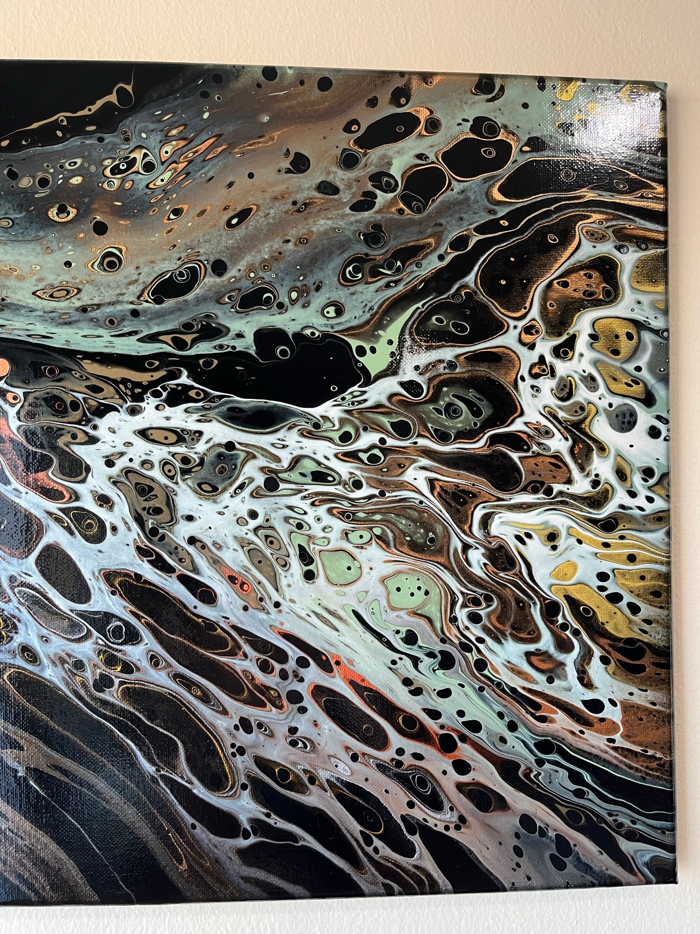 Original Hand Created Arcrylic Pouring and Fluid Art Painting on 15"x30" Canvas~ Varnished