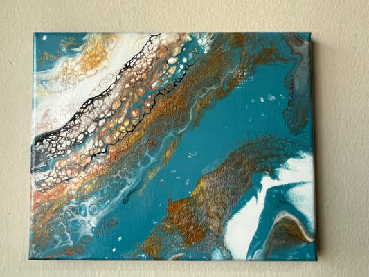 Original Hand Created Arcrylic Pouring and Fluid Art Painting on 8"x10" Canvas~ Varnished