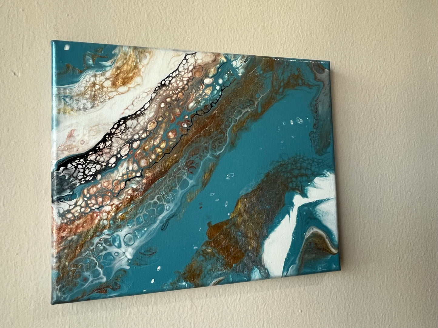 Original Hand Created Arcrylic Pouring and Fluid Art Painting on 8"x10" Canvas~ Varnished