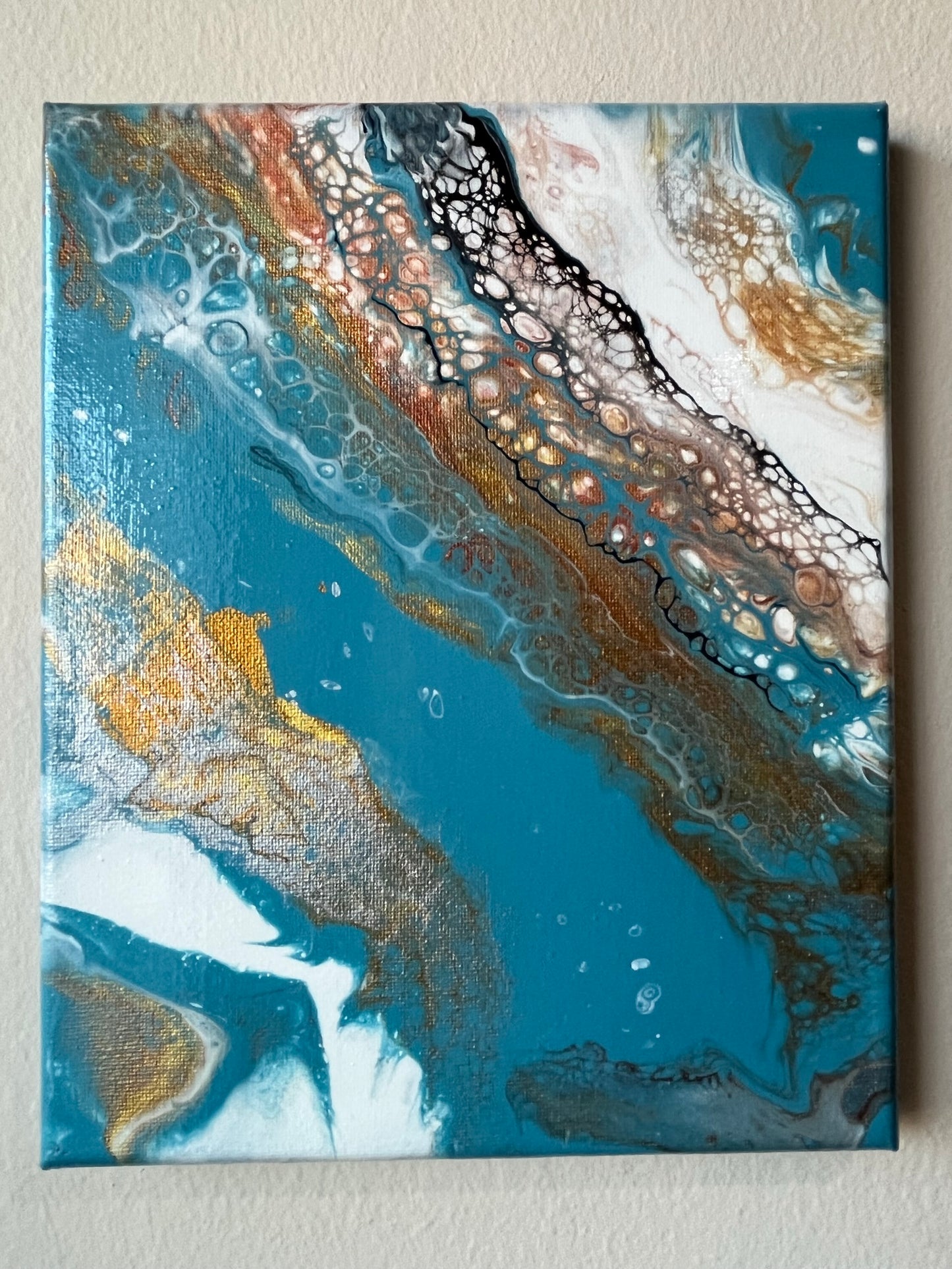 Original Hand Created Arcrylic Pouring and Fluid Art Painting on 8"x10" Canvas~ Varnished