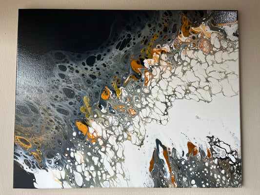 Original Hand Created Arcrylic Pouring and Fluid Art Painting on 16"x20" Canvas~ Varnished