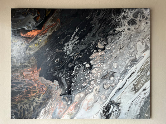 Original Hand Created Arcrylic Pouring and Fluid Art Painting on 16"x20" Canvas~ Varnished