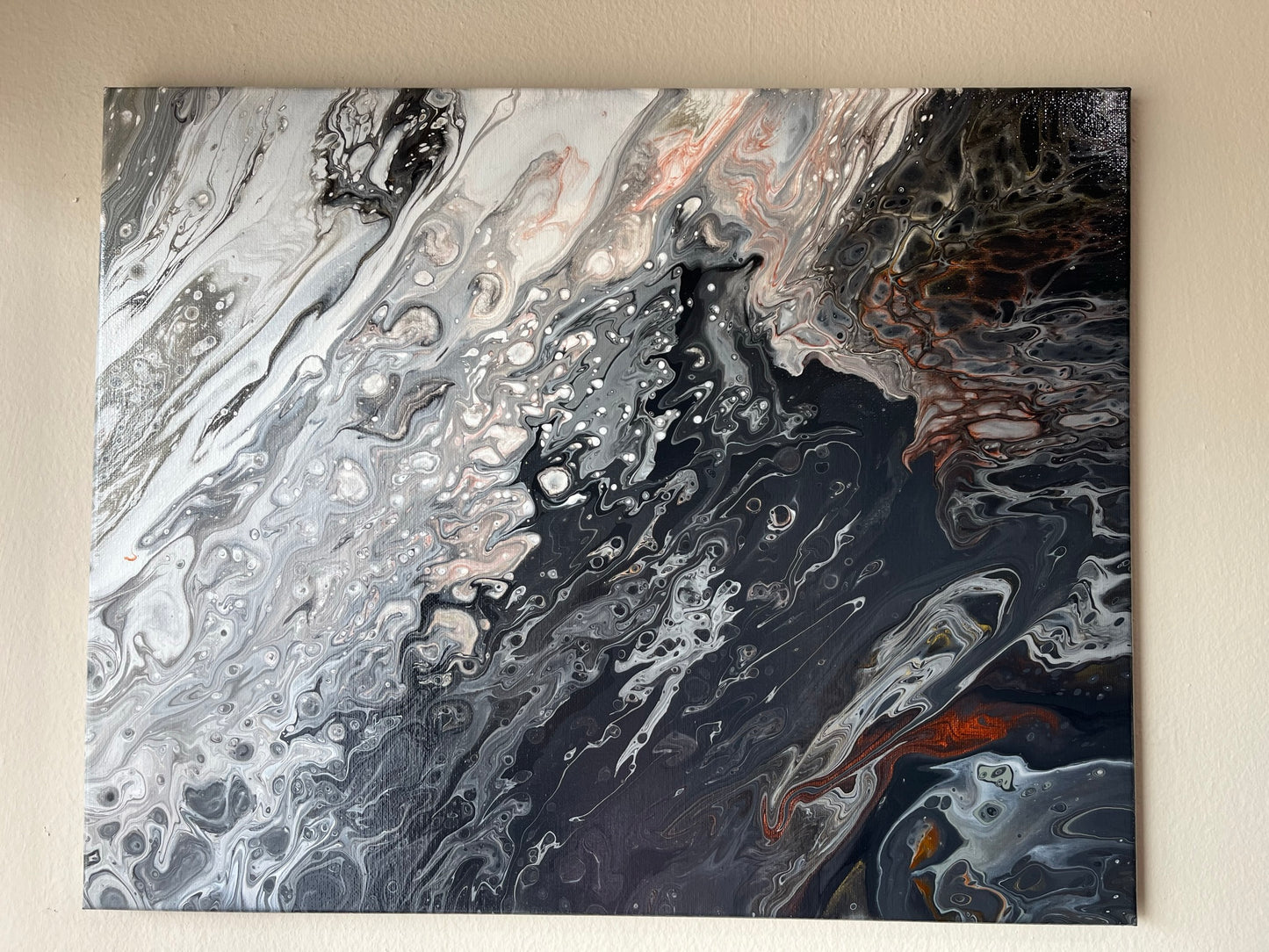 Original Hand Created Arcrylic Pouring and Fluid Art Painting on 16"x20" Canvas~ Varnished