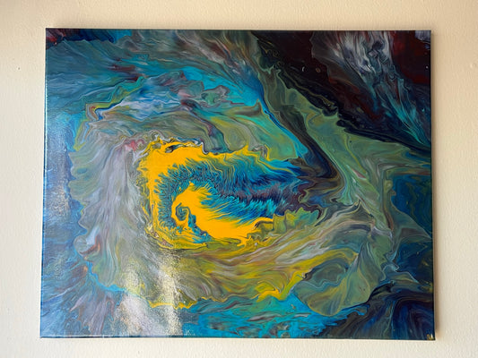 Original Hand Created Arcrylic Pouring and Fluid Art Painting on 16"x20" Canvas~ Varnished