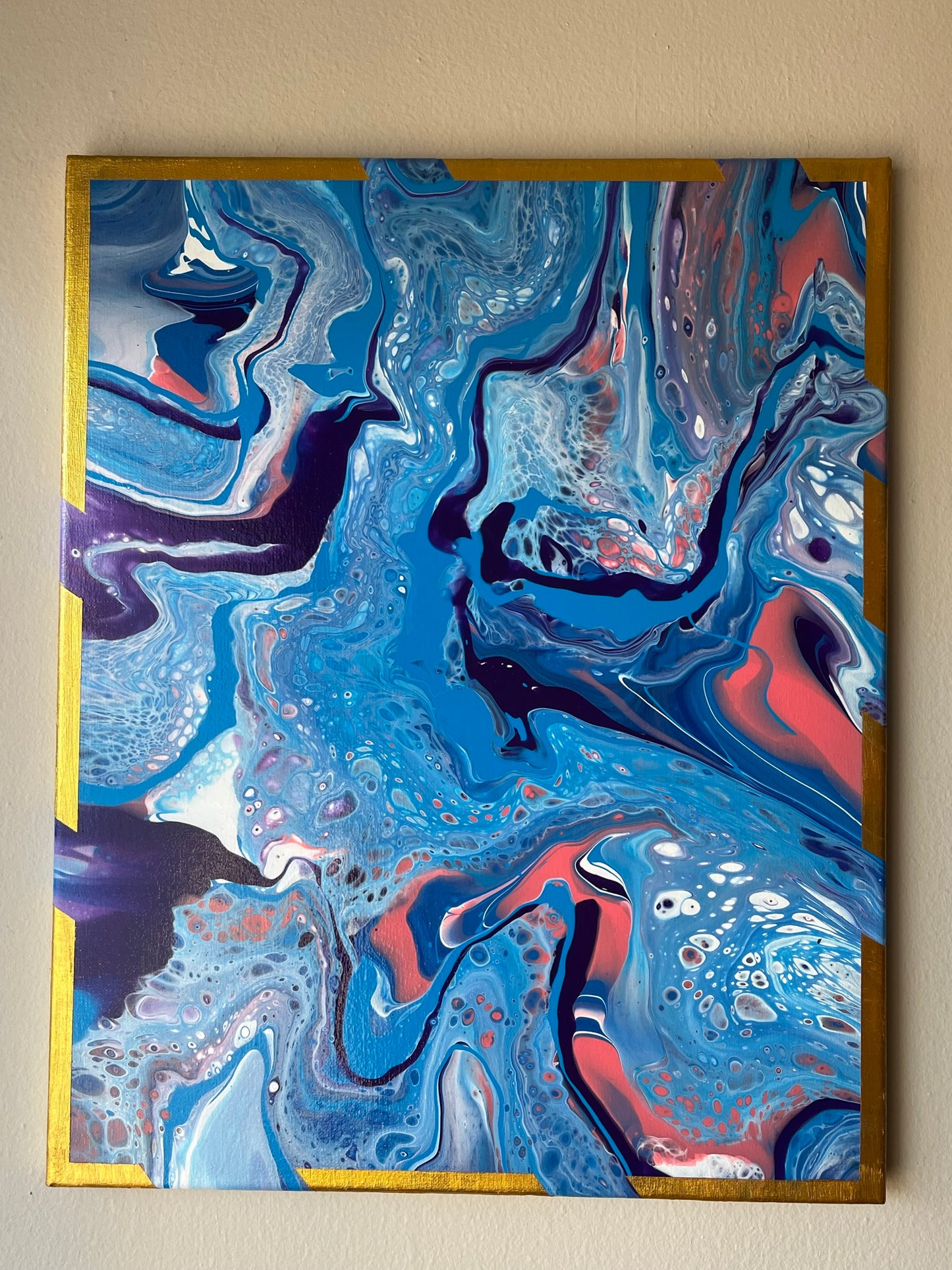 Original Hand Created Arcrylic Pouring and Fluid Art Painting on 16"x20" Canvas~ Varnished