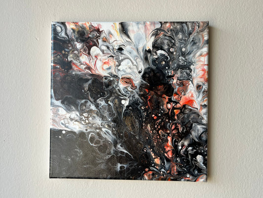 Original Hand Created Arcrylic Pouring and Fluid Art Painting on 10"x10" Canvas~ Varnished