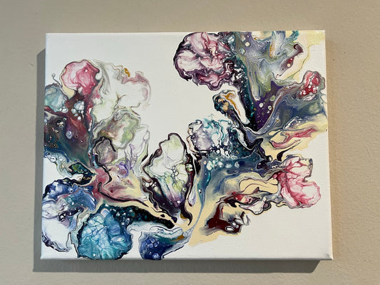 Cute Original Hand Created Arcrylic Pouring and Fluid Art Painting on 8"x10" Canvas~ No Varnish - Palace Buy