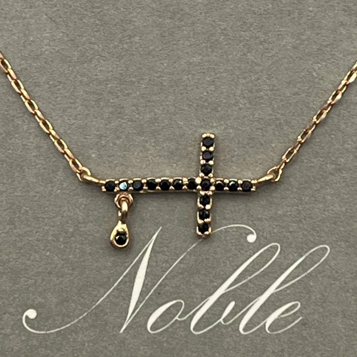 Noble Cross Pendant Necklace - 925 Sterling Silver (18K Gold plated) - Made in Korea - Palace Buy