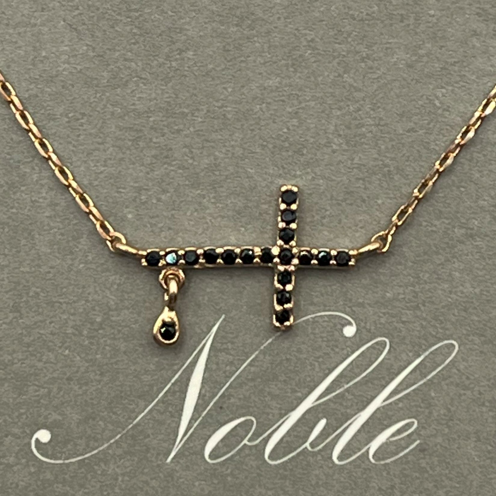 Noble Cross Pendant Necklace - 925 Sterling Silver (18K Gold plated) - Made in Korea - Palace Buy