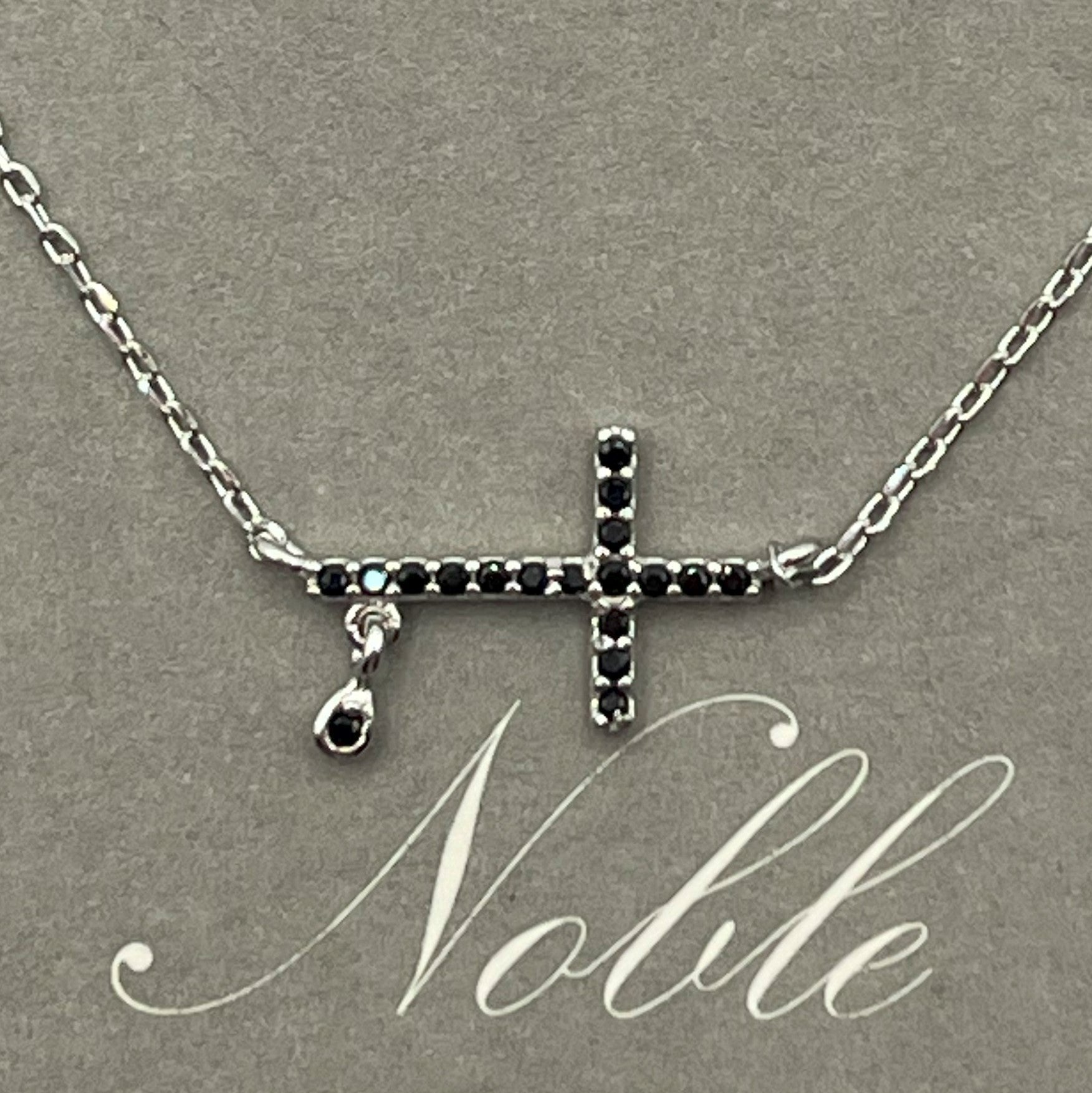 Noble Cross Pendant Necklace - 925 Sterling Silver (18K Gold plated) - Made in Korea - Palace Buy