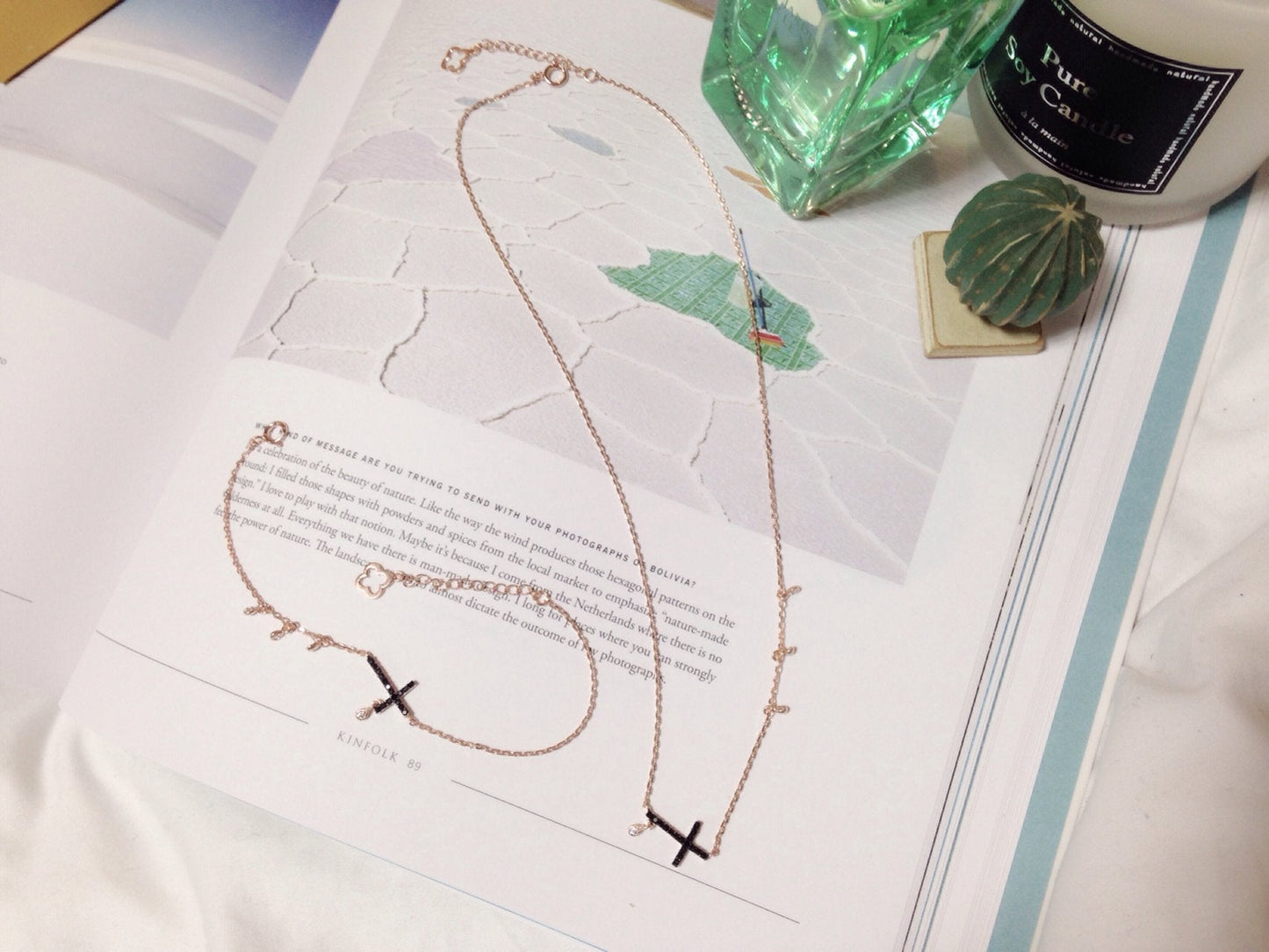 Noble Cross Pendant Necklace - 925 Sterling Silver (18K Gold plated) - Made in Korea - Palace Buy