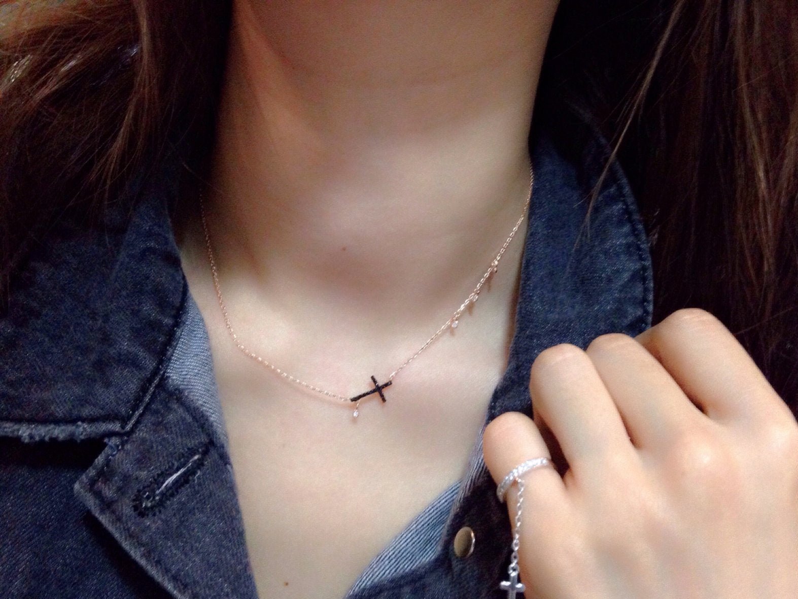 Noble Cross Pendant Necklace - 925 Sterling Silver (18K Gold plated) - Made in Korea - Palace Buy