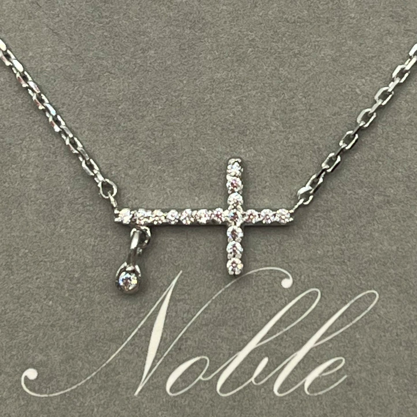 Noble Cross Pendant Necklace - 925 Sterling Silver (18K Gold plated) - Made in Korea - Palace Buy