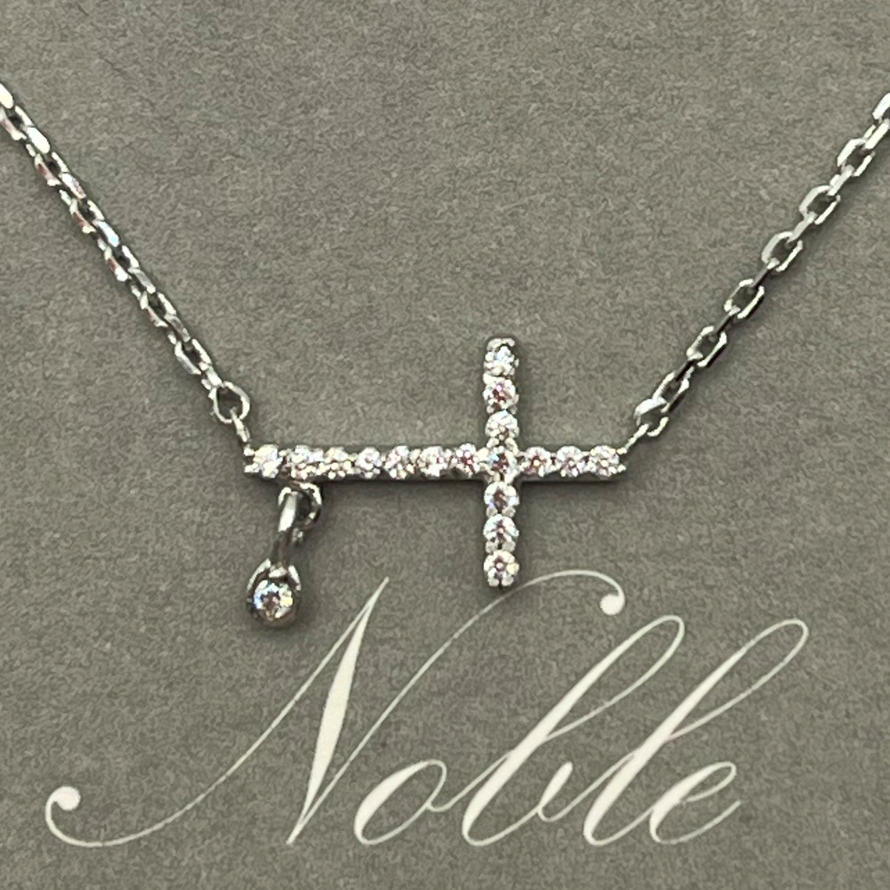 Noble Cross Pendant Necklace - 925 Sterling Silver (18K Gold plated) - Made in Korea - Palace Buy