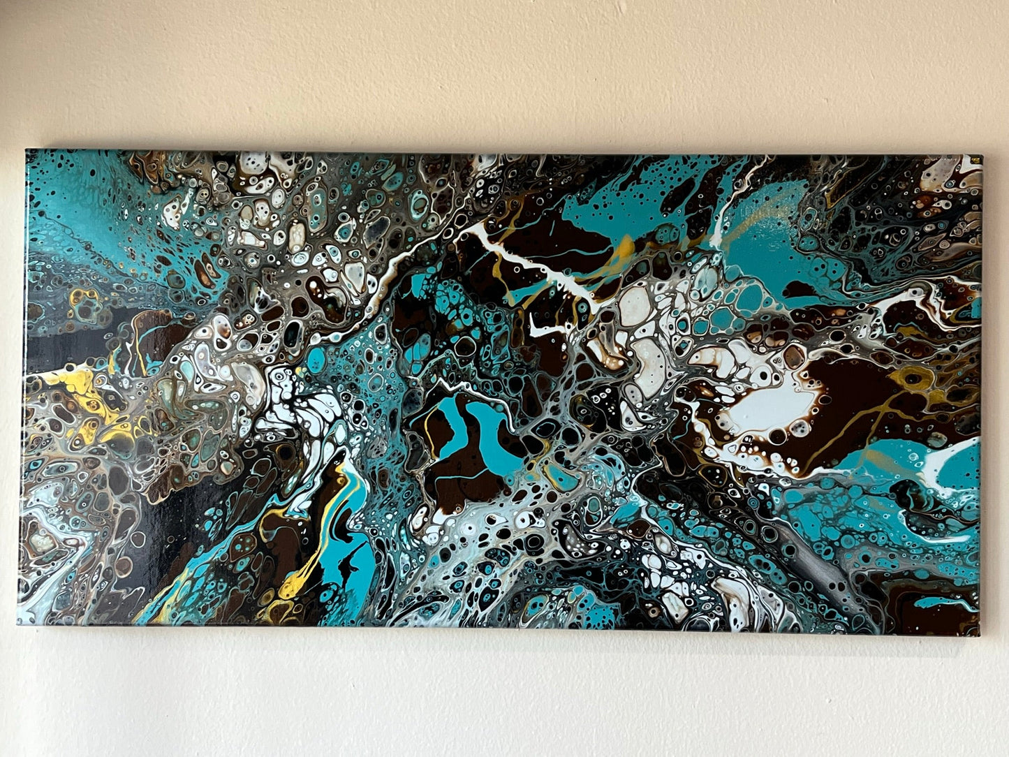 Original Hand Created Arcrylic Pouring and Fluid Art Painting on 15"x30" Canvas~ Varnished - Palace Buy