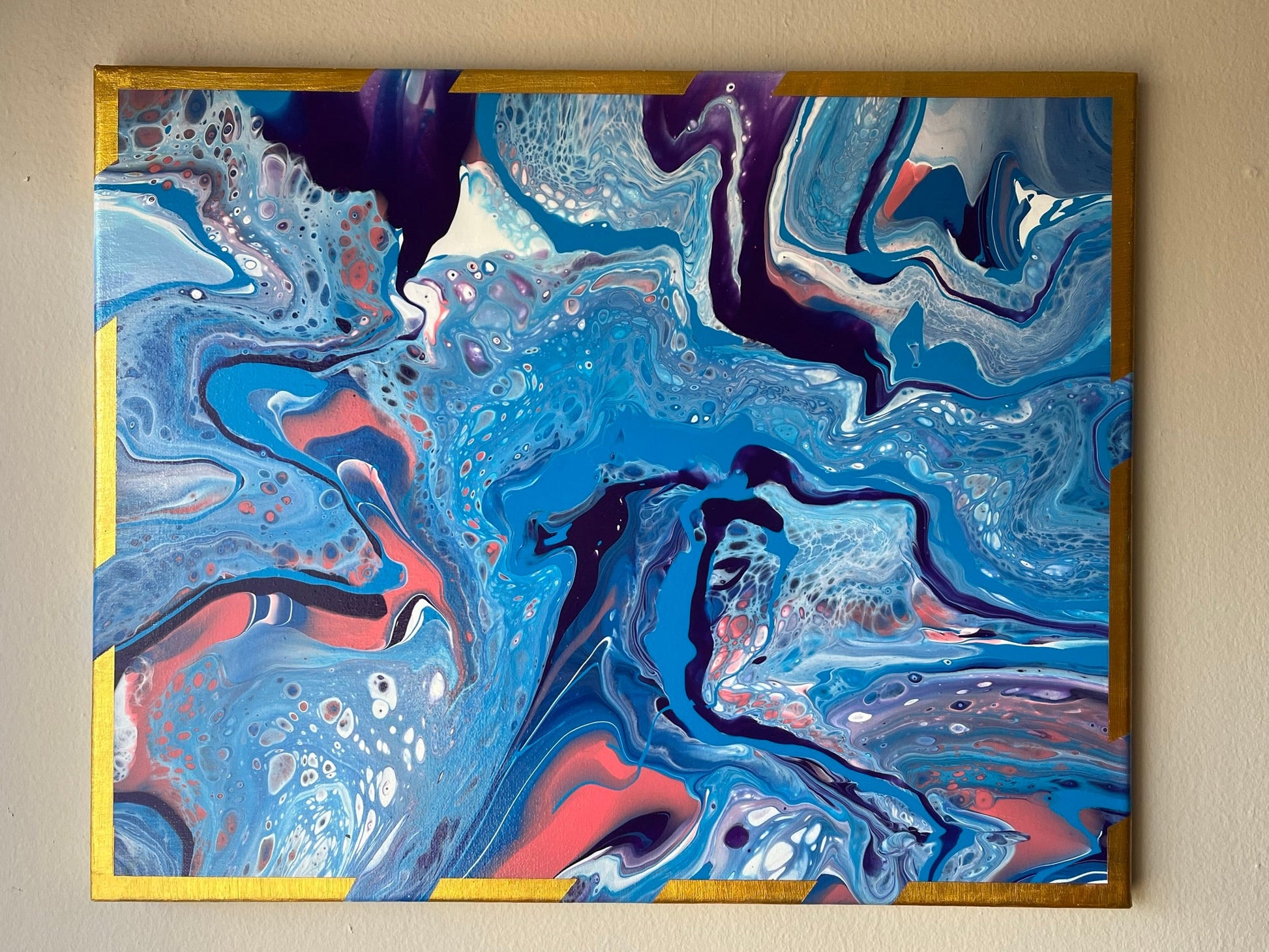 Original Hand Created Arcrylic Pouring and Fluid Art Painting on 16"x20" Canvas~ Varnished - Palace Buy