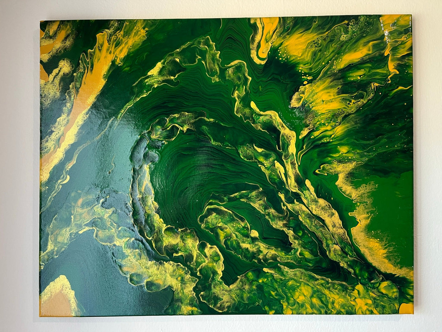 Original Hand Created Arcrylic Pouring and Fluid Art Painting on 16"x20" Canvas~ Varnished - Palace Buy