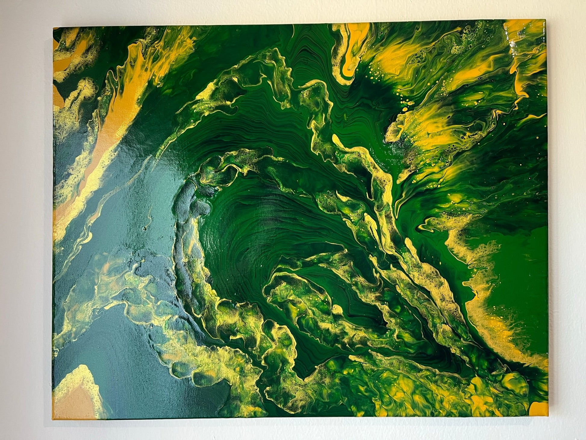 Original Hand Created Arcrylic Pouring and Fluid Art Painting on 16"x20" Canvas~ Varnished - Palace Buy