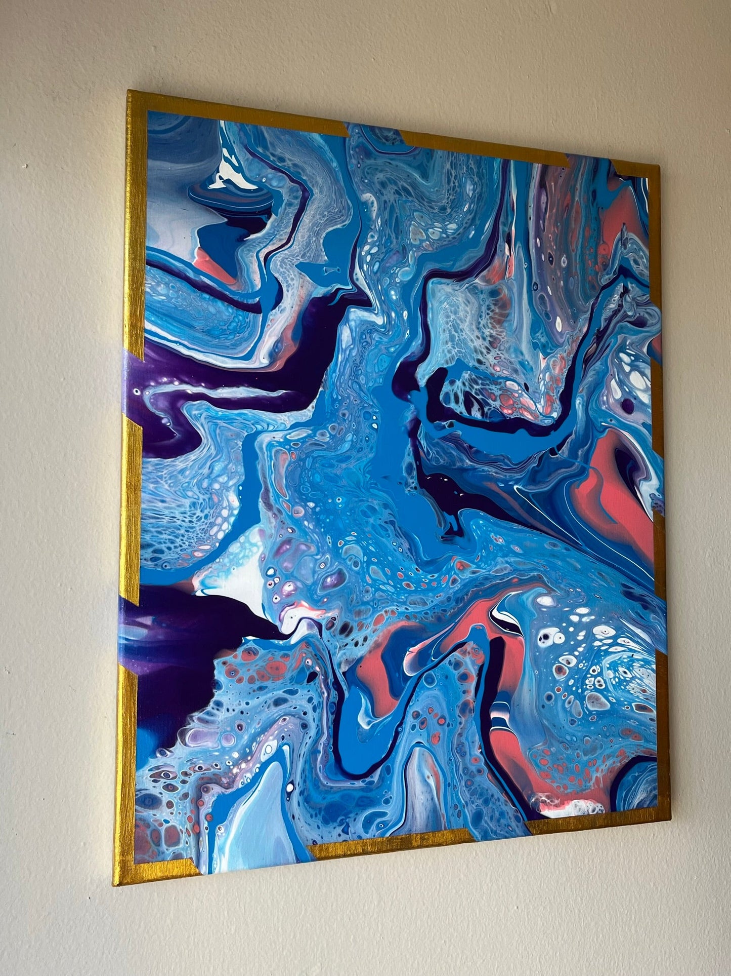 Original Hand Created Arcrylic Pouring and Fluid Art Painting on 16"x20" Canvas~ Varnished - Palace Buy