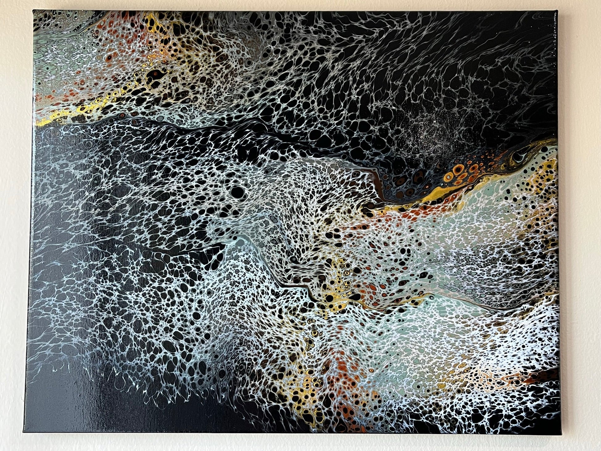 Original Hand Created Arcrylic Pouring and Fluid Art Painting on 16"x20" Canvas~ Varnished - Palace Buy