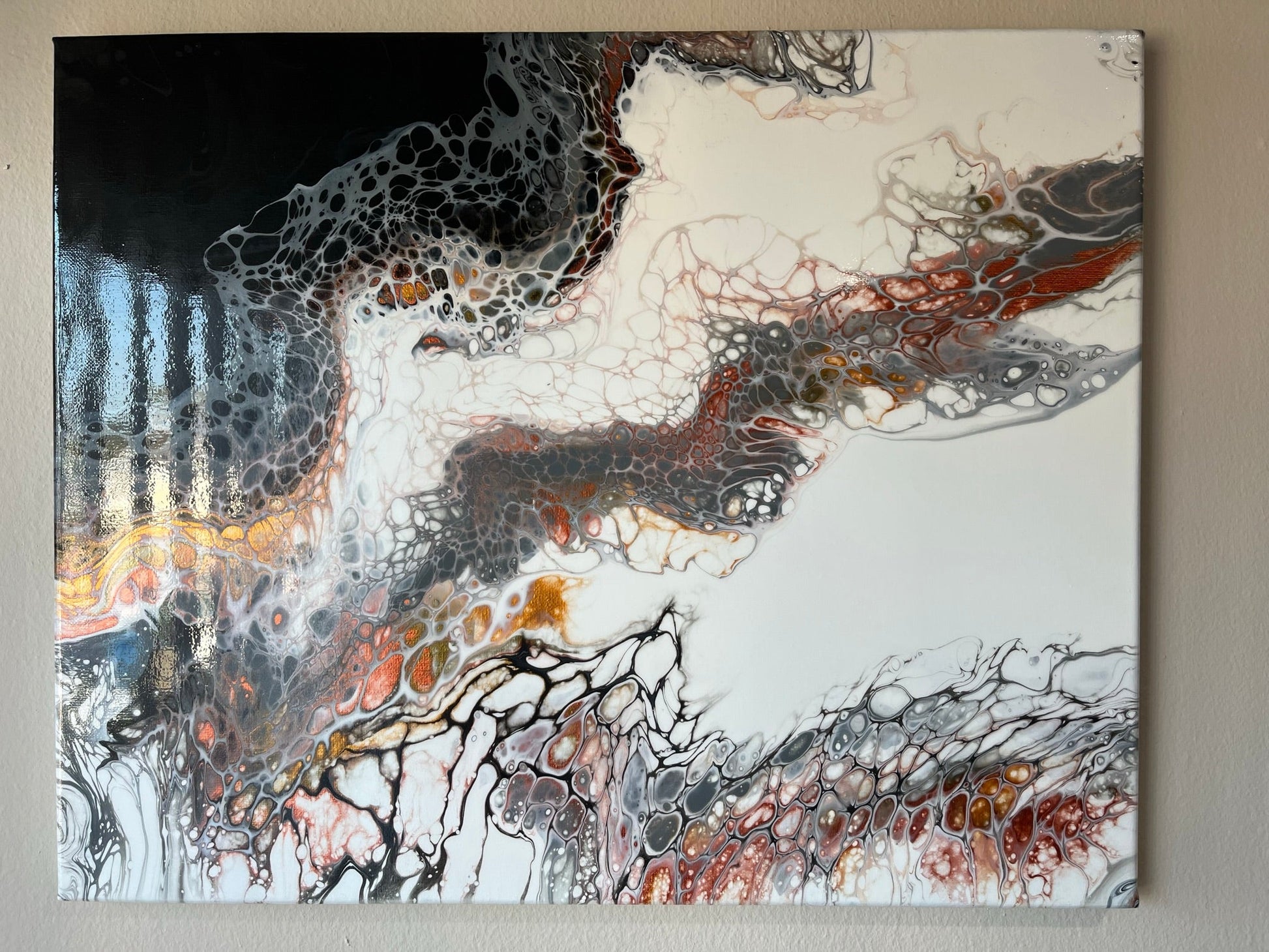 Original Hand Created Arcrylic Pouring and Fluid Art Painting on 16"x20" Canvas~ Varnished - Palace Buy