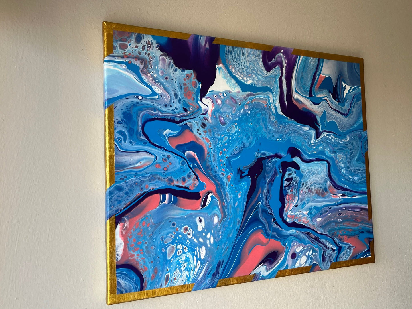 Original Hand Created Arcrylic Pouring and Fluid Art Painting on 16"x20" Canvas~ Varnished - Palace Buy