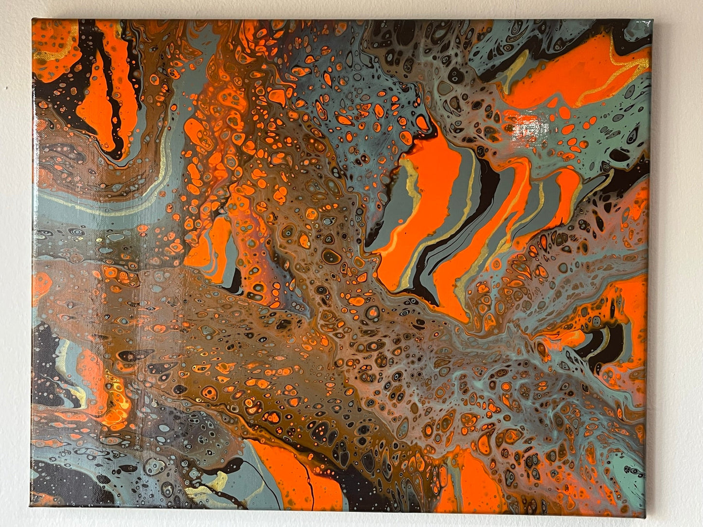 Original Hand Created Arcrylic Pouring and Fluid Art Painting on 16"x20" Canvas~ Varnished - Palace Buy