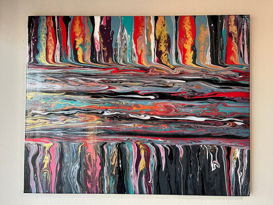 Original Hand Created Arcrylic Pouring and Fluid Art Painting on 16"x20" Canvas~ Varnished - Palace Buy